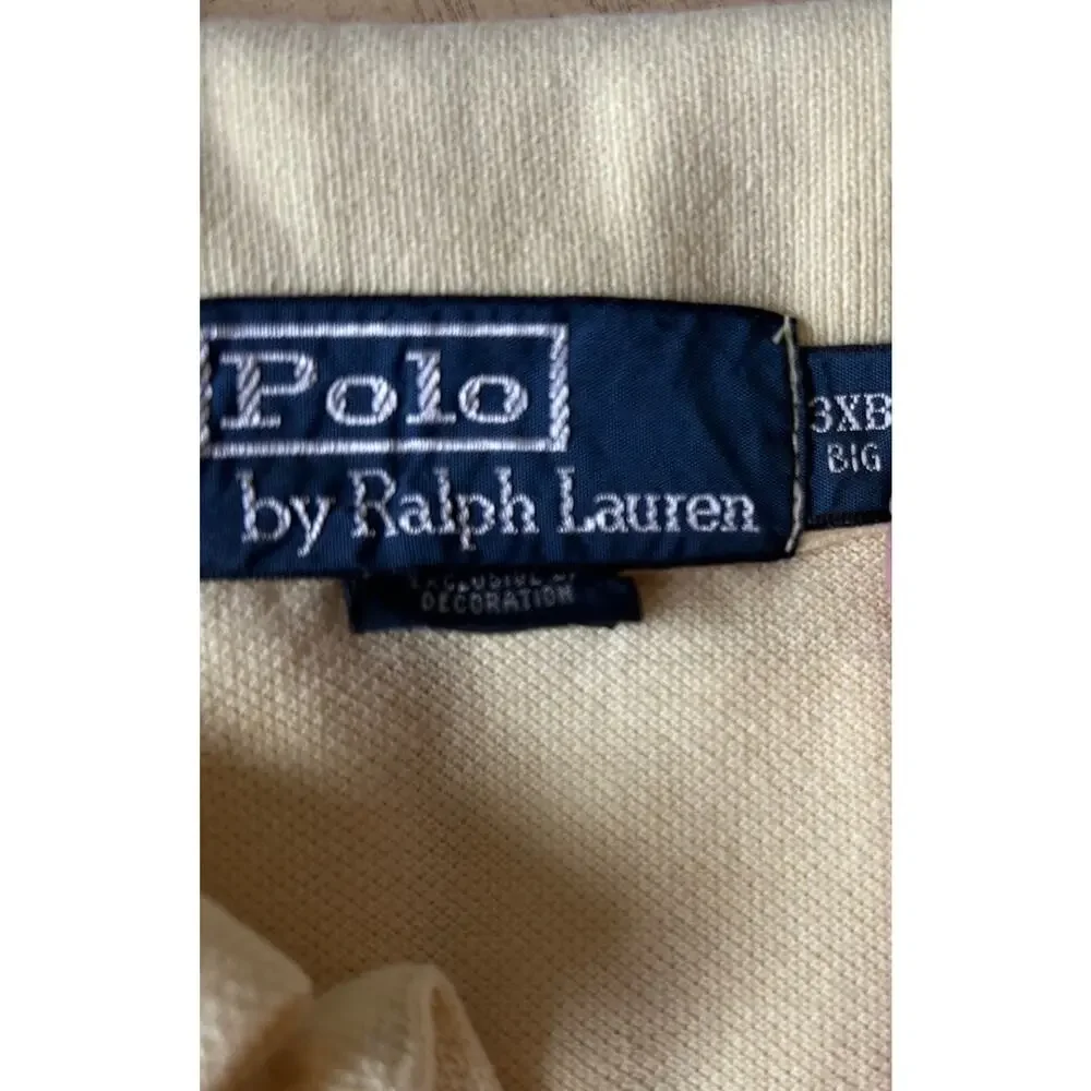 Lot 2 Polo Ralph Lauren Solid Short Sleeve Polo Shirts 3XL/BIG Y2K Orange Yellow